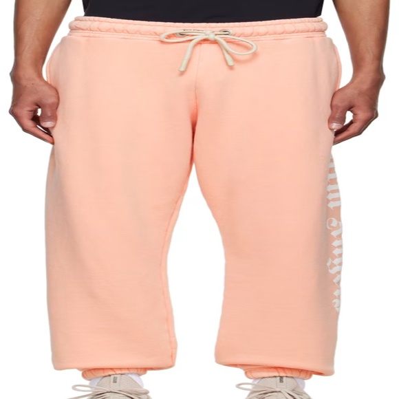 PALM ANGELS Pink Cotton Lounge Pants Garment-dyed French Terry NWT - Picture 6 of 11